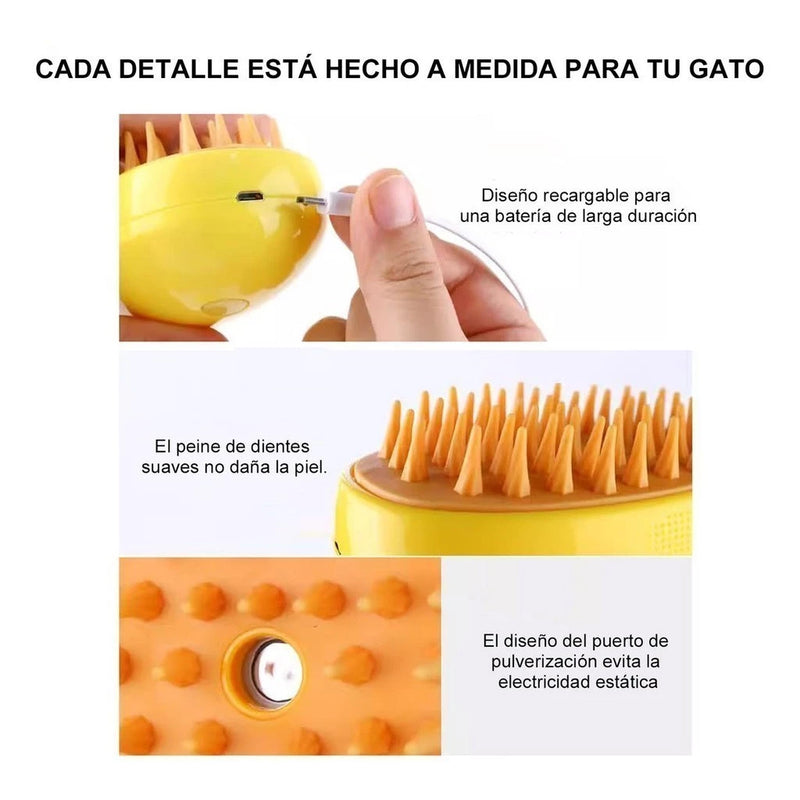 Escova Vaporizada para Gatos - Limpeza Profunda e Relaxamento em um Só Produto