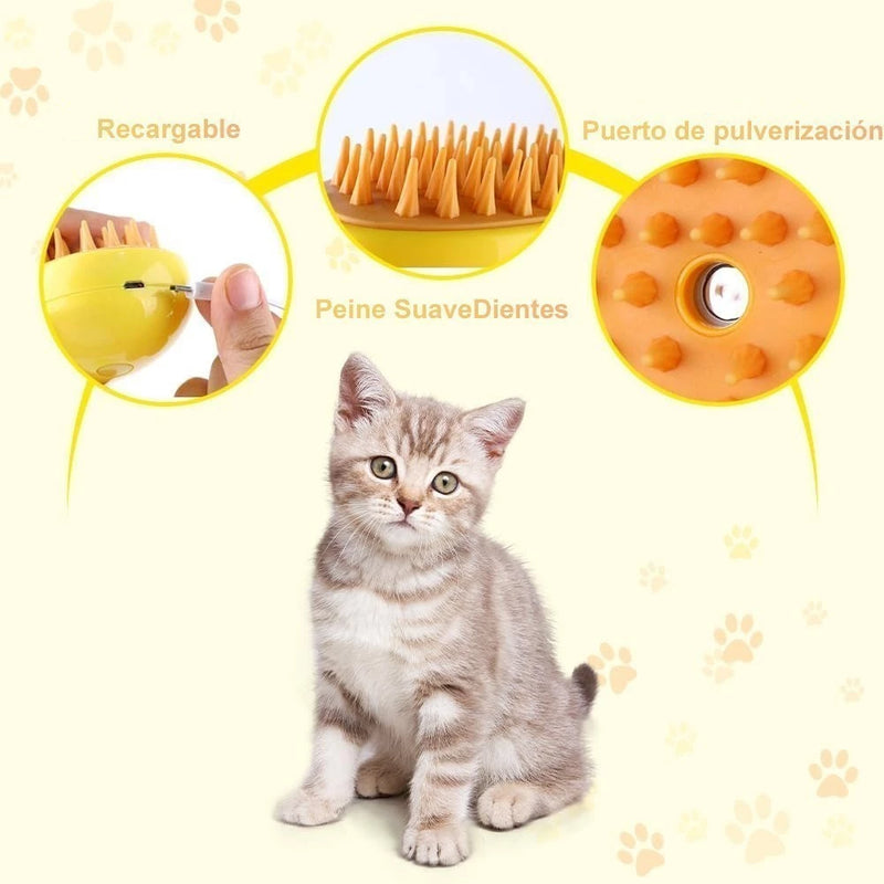 Escova Vaporizada para Gatos - Limpeza Profunda e Relaxamento em um Só Produto